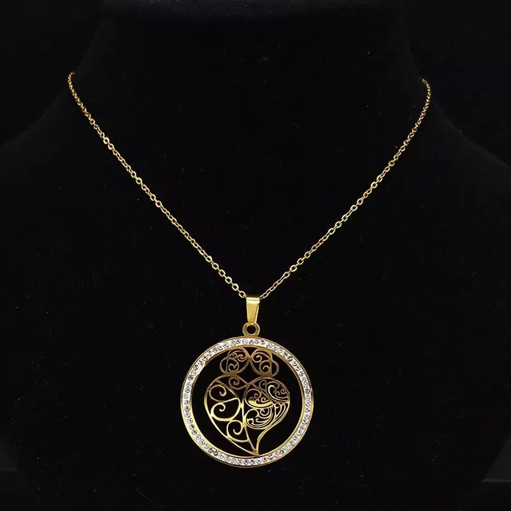 Women Fashion Heart Crystal Necklace - Picture 5 of 5
